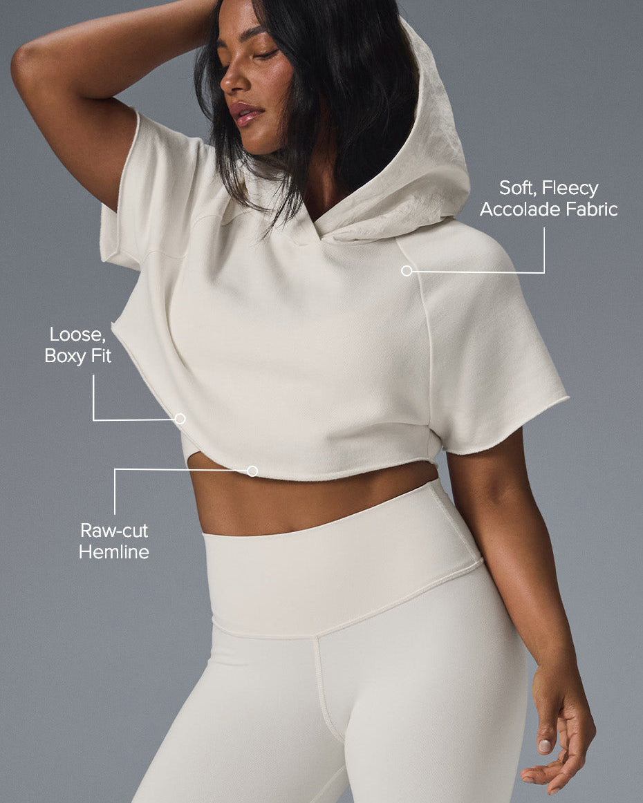 Cropped In The Air Short Sleeve Hoodie - Ivory