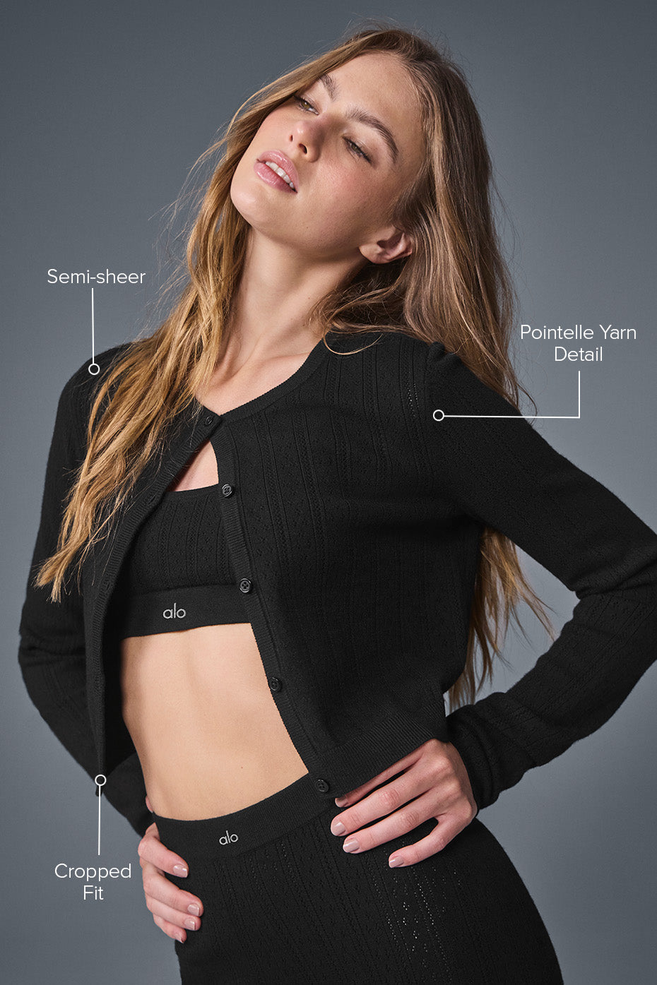 Pointelle Sweater Be Mine Cardigan - Black