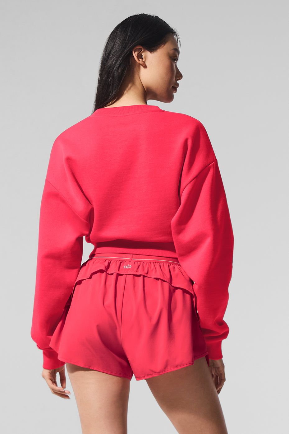 Cropped Accolade Crewneck - Candy Red