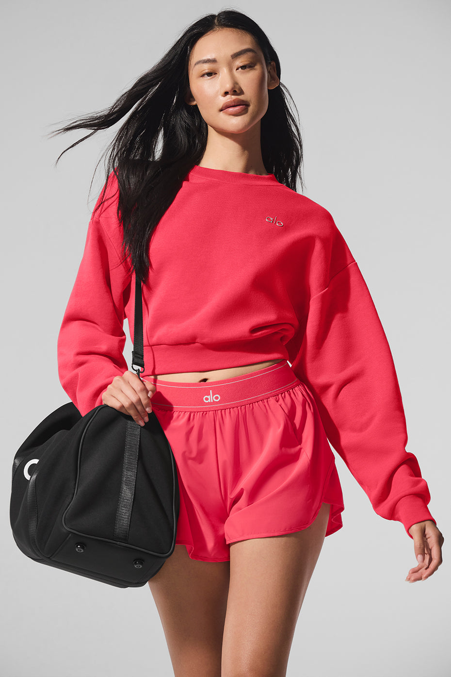 Cropped Accolade Crewneck - Candy Red