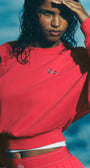 Cropped Accolade Crewneck - Candy Red