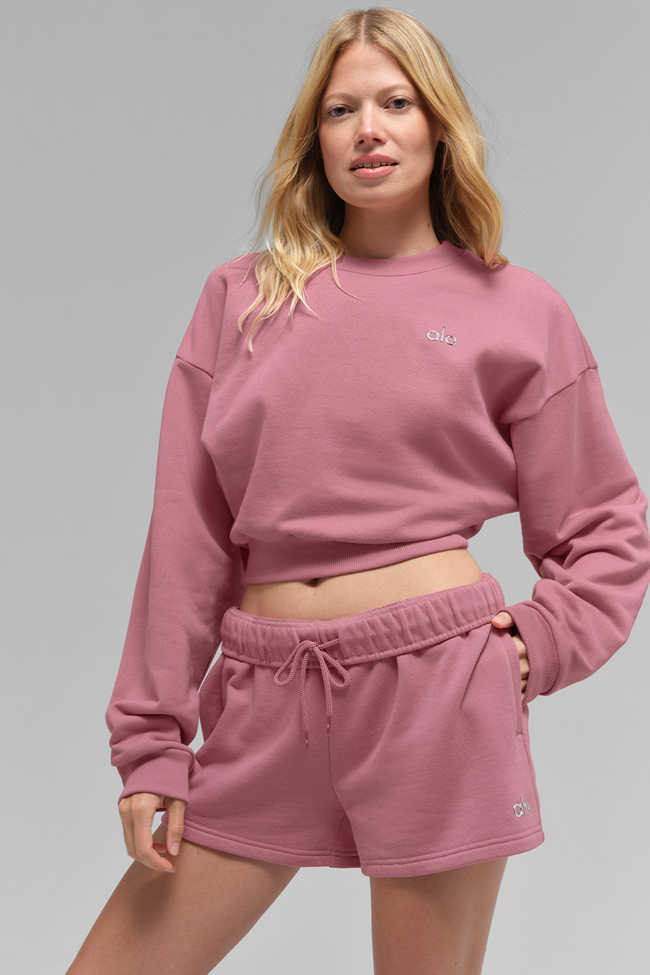 Cropped Accolade Crewneck - Pink Wild Rose