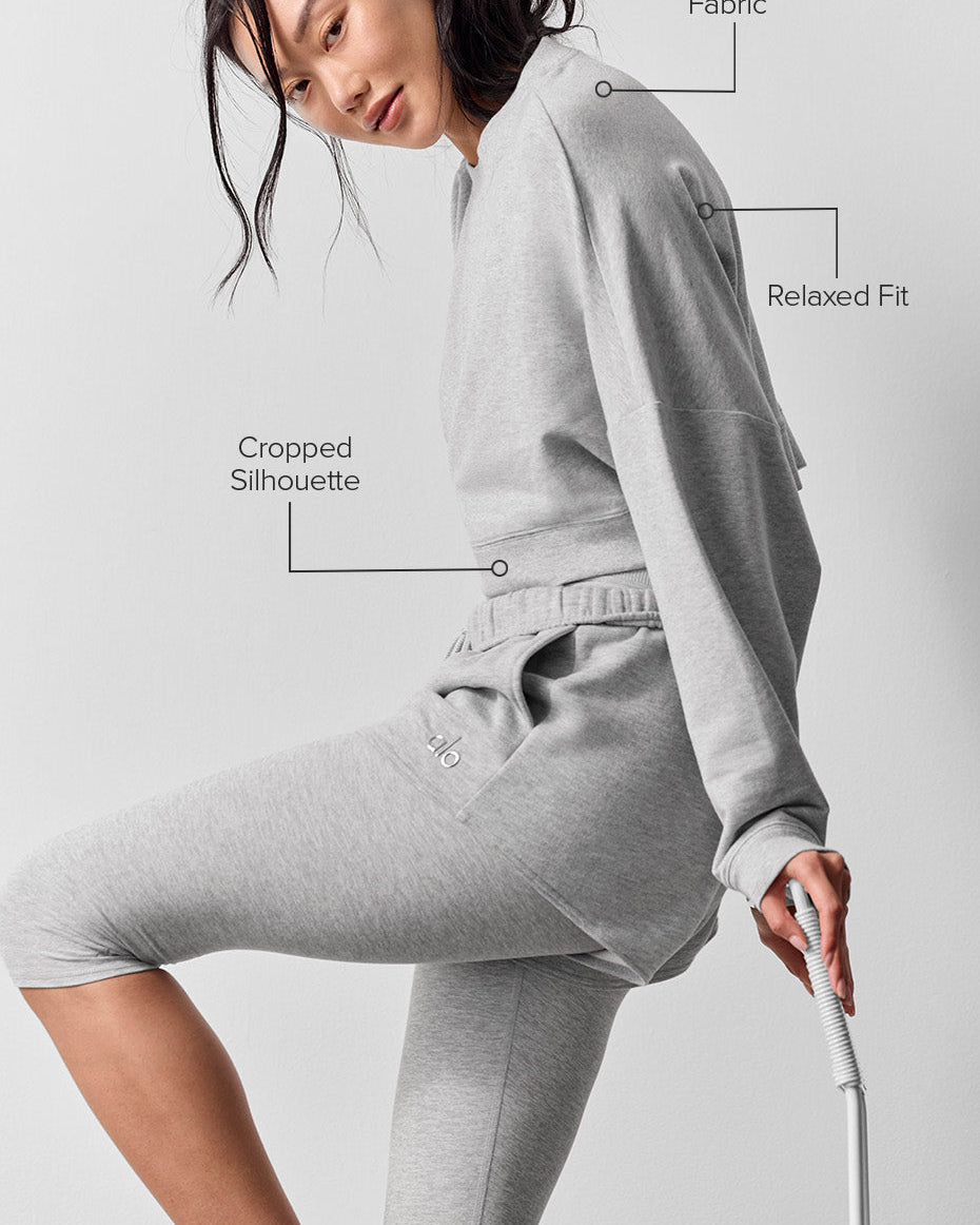 Cropped Sway Crew Neck Pullover - Athletic Heather Grey
