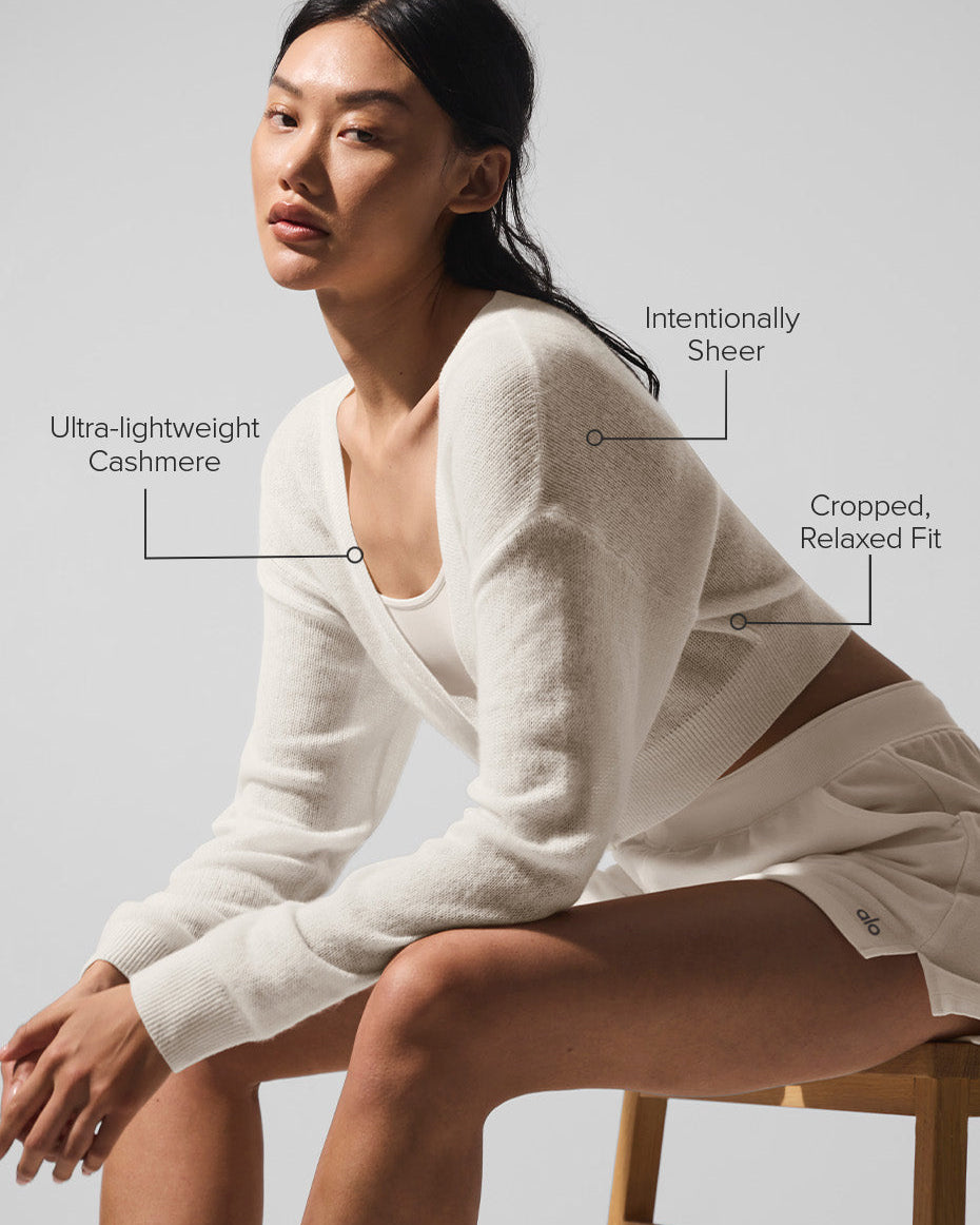 Sheer Cashmere Cropped Cardigan - Ivory