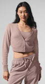 Sheer Cashmere Cropped Cardigan - Taupe