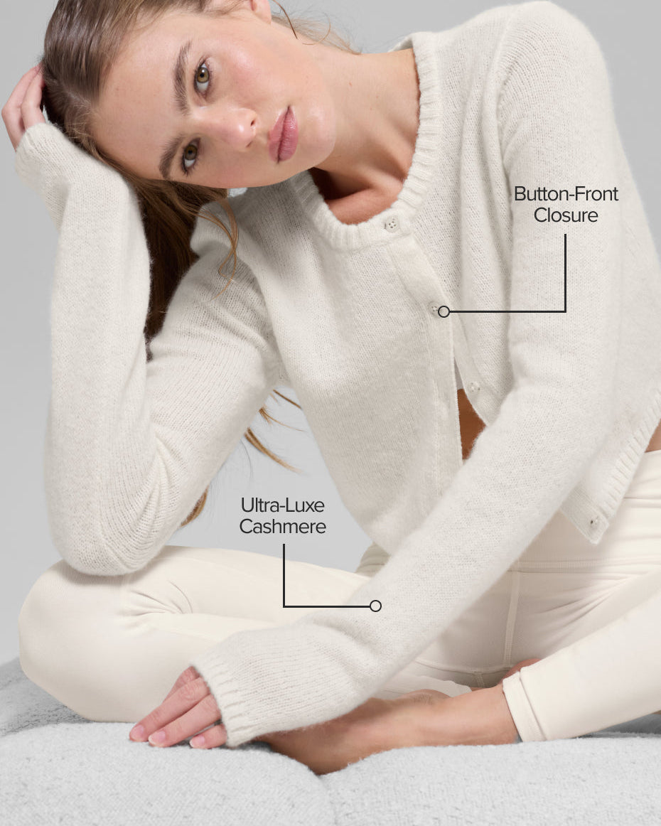 Wool Cashmere New Class Cropped Cardigan - Ivory