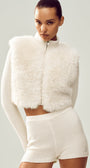 Faux Fur Cashmere Northstar Full Zip - Ivory