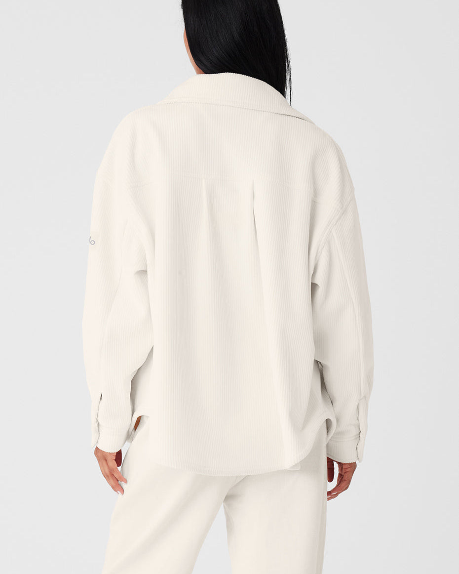 Ribbed Velour Mountain Side Shacket - Ivory