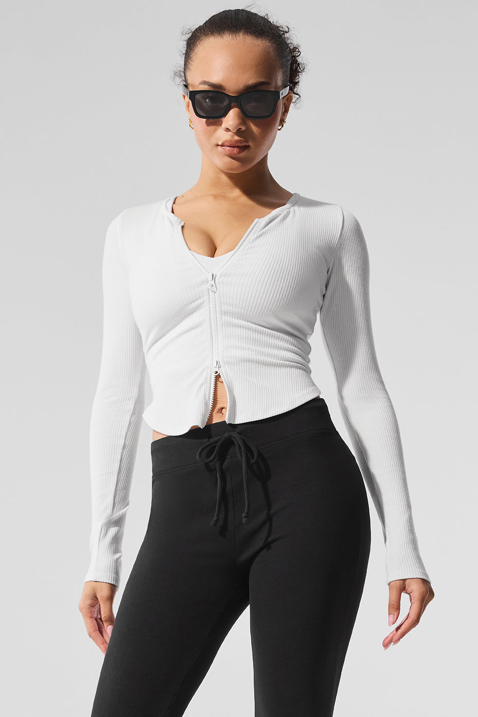 Ribbed Stardust Long Sleeve - White