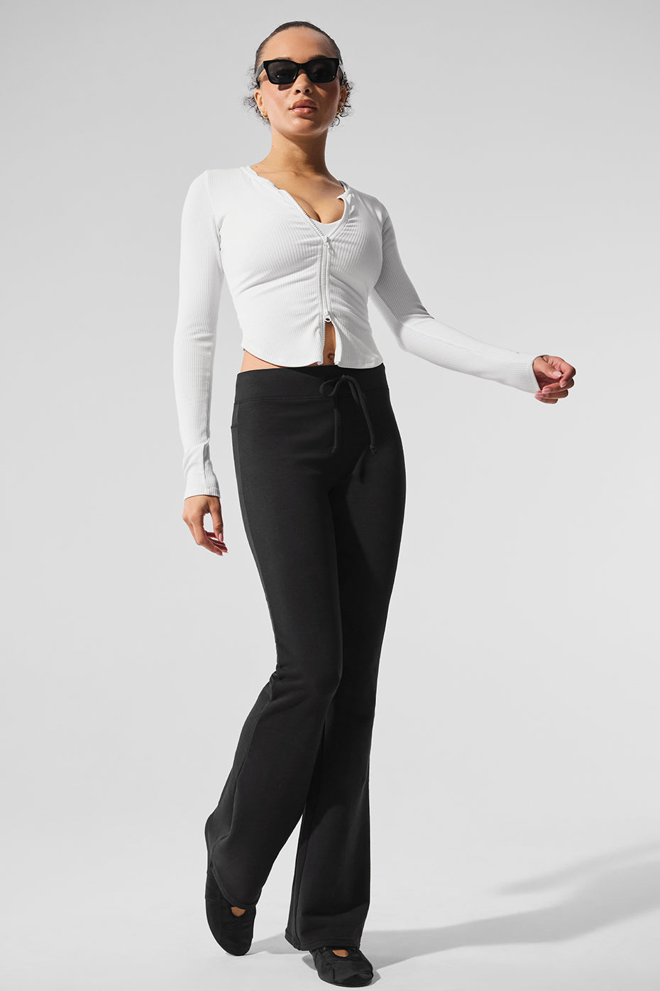 Ribbed Stardust Long Sleeve - White