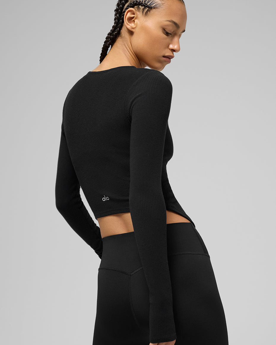 Ribbed Stardust Long Sleeve - Black