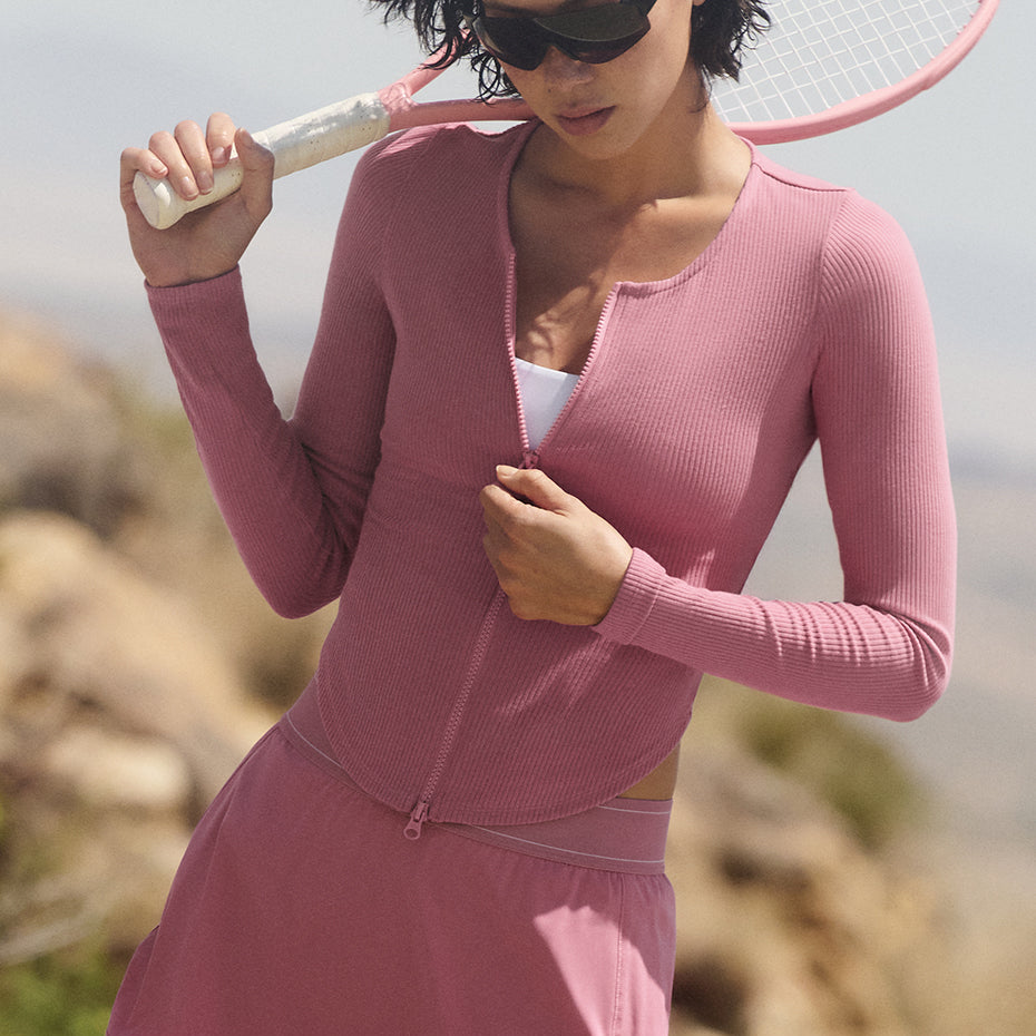 Ribbed Stardust Long Sleeve - Pink Wild Rose