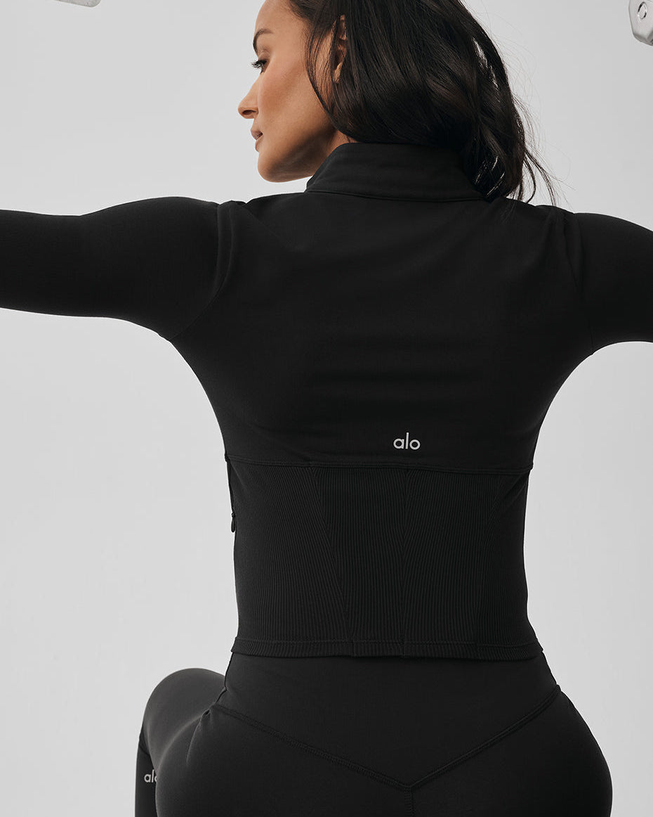 Airbrush Corset Full Zip Jacket - Black