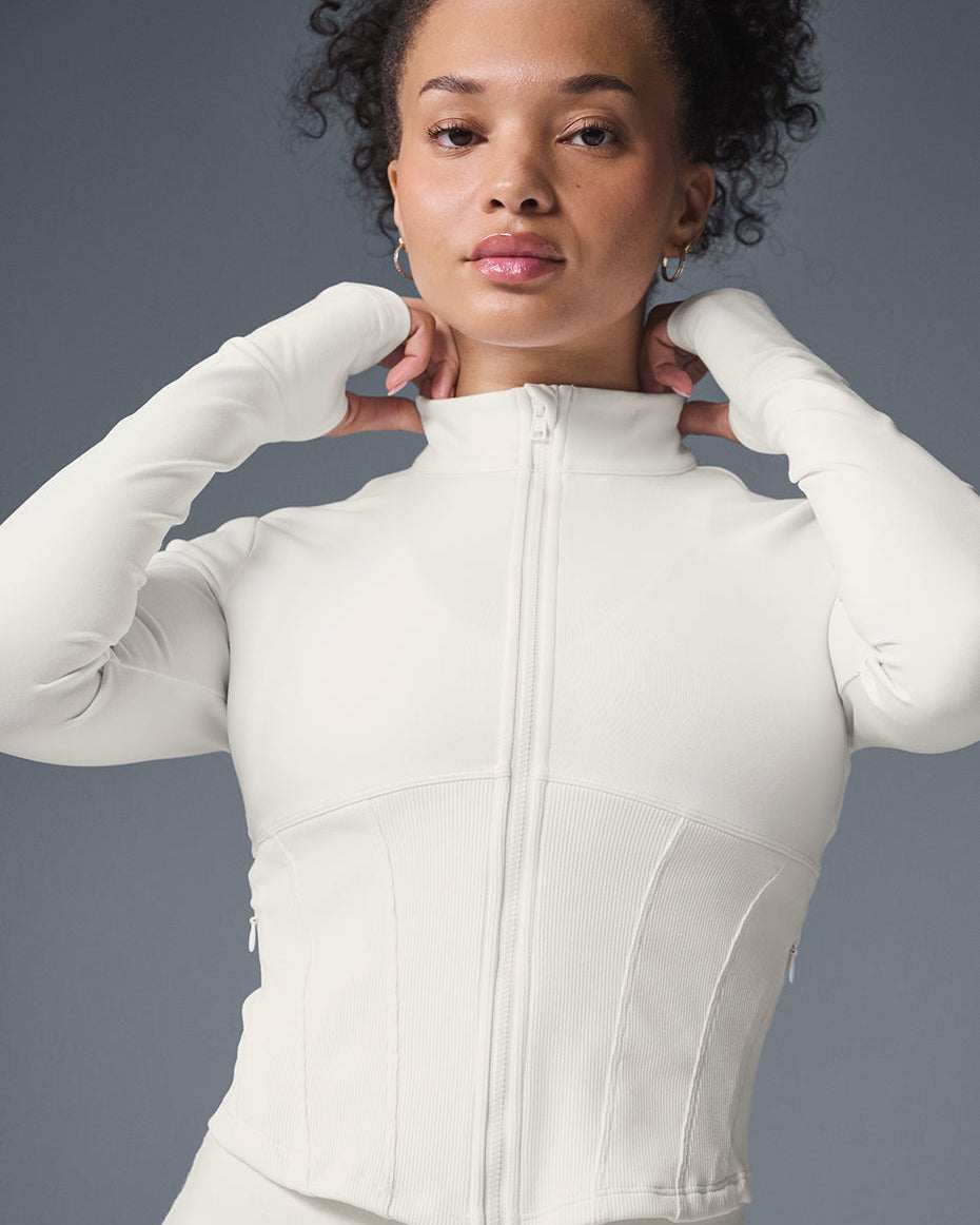 Airbrush Corset Full Zip Jacket - Ivory