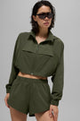 Cropped Playmaker Jacket - Green Olive