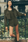 Cropped Playmaker Jacket - Green Olive