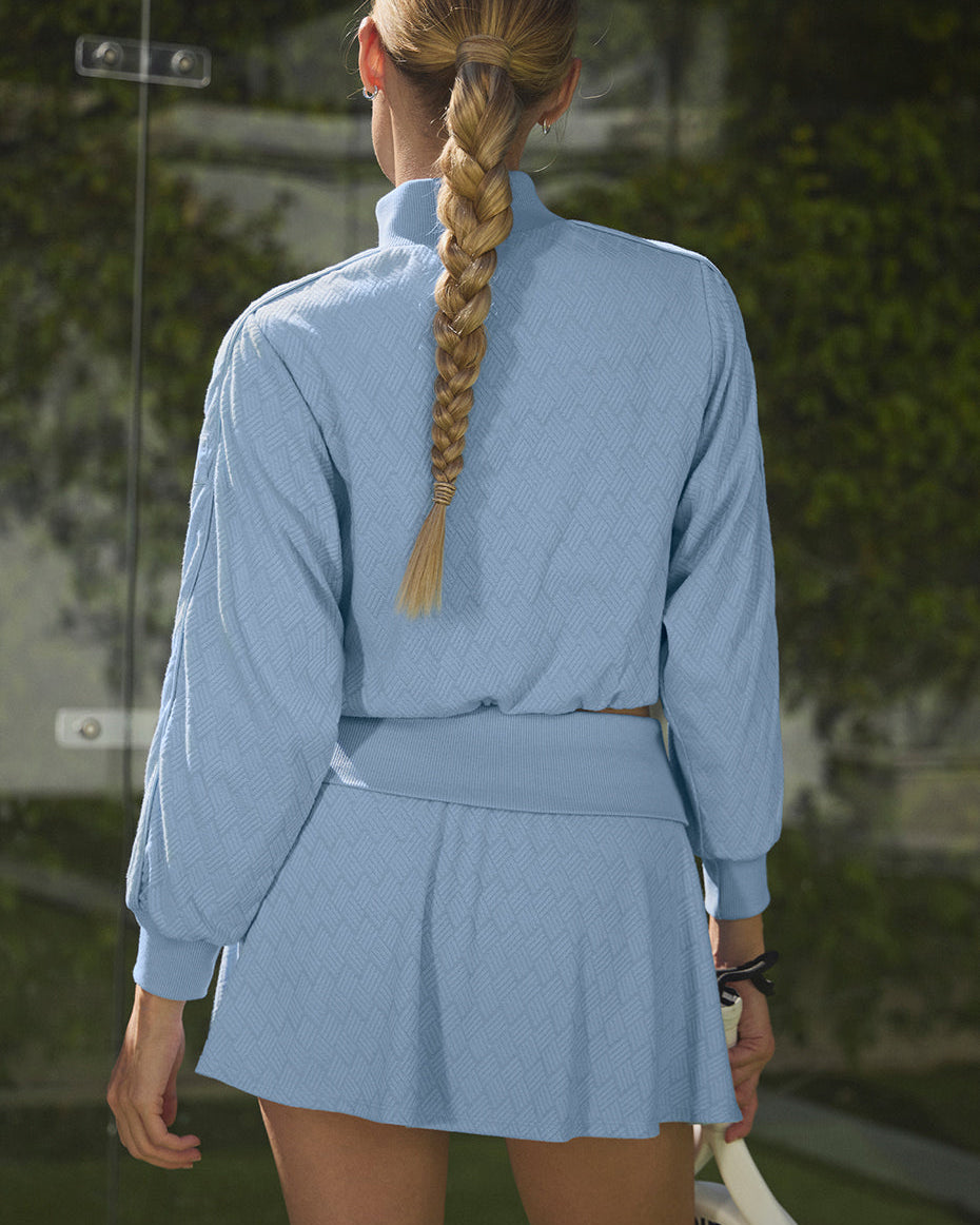 Cropped Doubles Only Full Zip Jacket - Seashell Blue