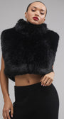 Opulent Faux Fur Cropped Vest - Black