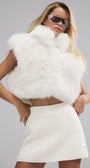 Opulent Faux Fur Cropped Vest - Ivory