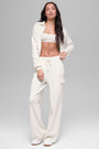 Scholar Knit Cropped Full Zip Jacket - Ivory