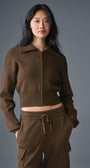 Scholar Knit Cropped Full Zip Jacket - Espresso