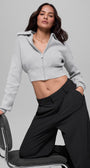 Scholar Knit Cropped Full Zip Jacket - Athletic Heather Grey
