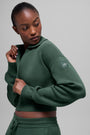 Scholar Knit Cropped Full Zip Jacket - Clover Green