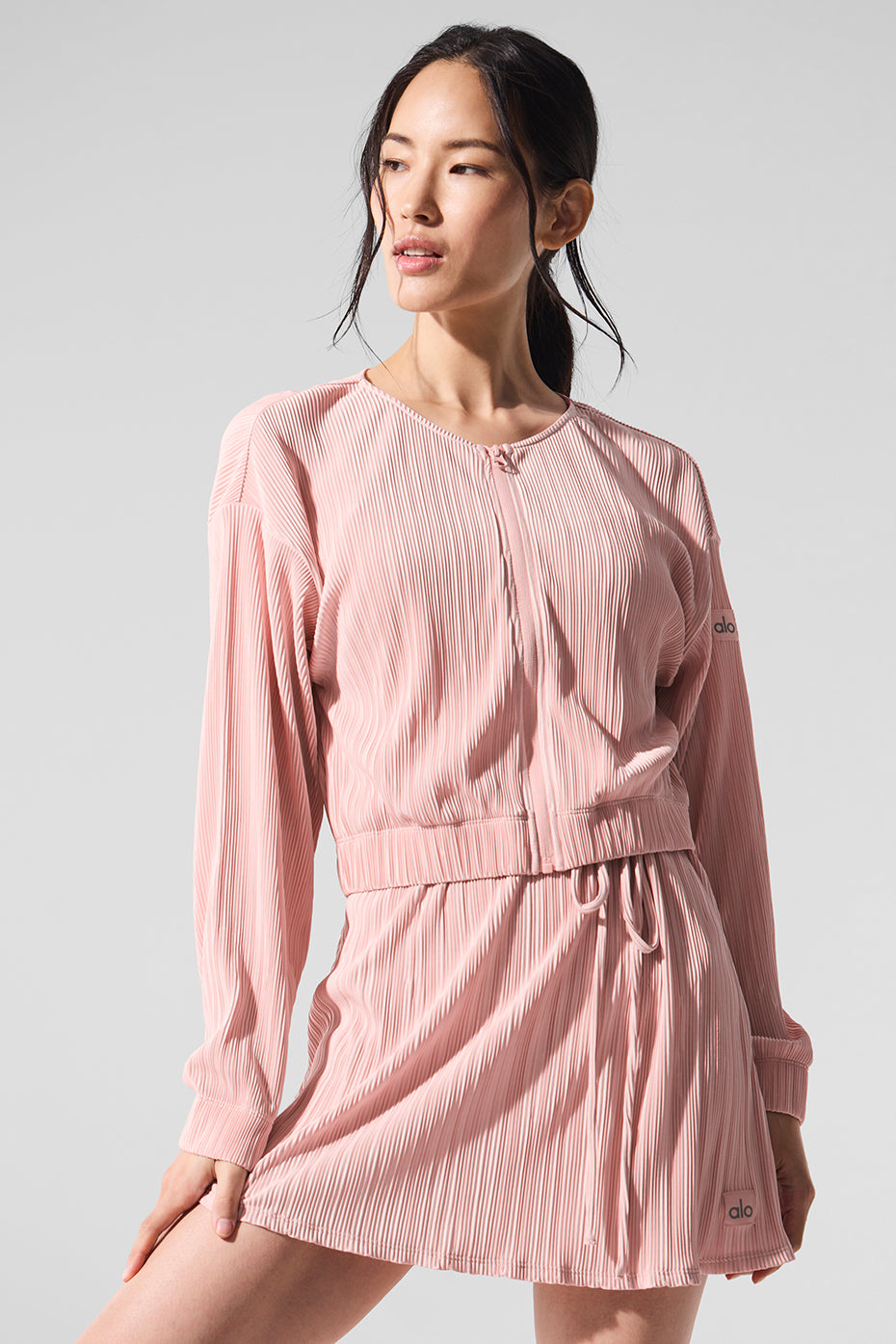 Cropped Micro Plisse Jacket - Pink Quartz