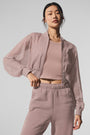 Cropped Air It Out Bomber - Taupe