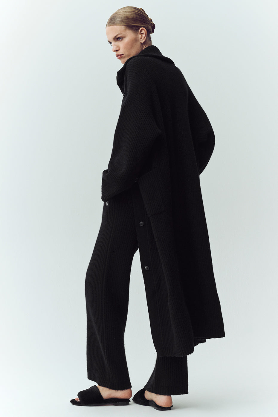 Cashmere Northstar Long Cardigan - Black