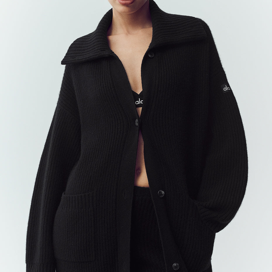 Cashmere Northstar Long Cardigan - Black