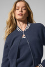 Tennis Club Sweater Knit Full Zip Jacket - Navy/Ivory