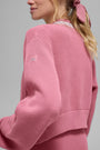 Tennis Club Sweater Knit Full Zip Jacket - Pink Wild Rose/White