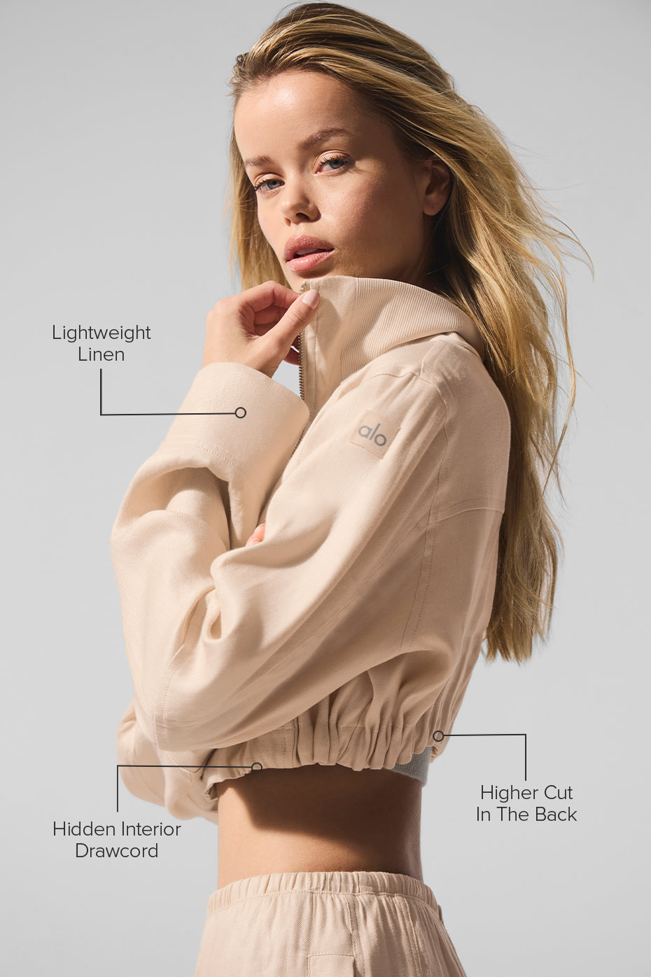 Linen Cropped Getaway Jacket - Macadamia