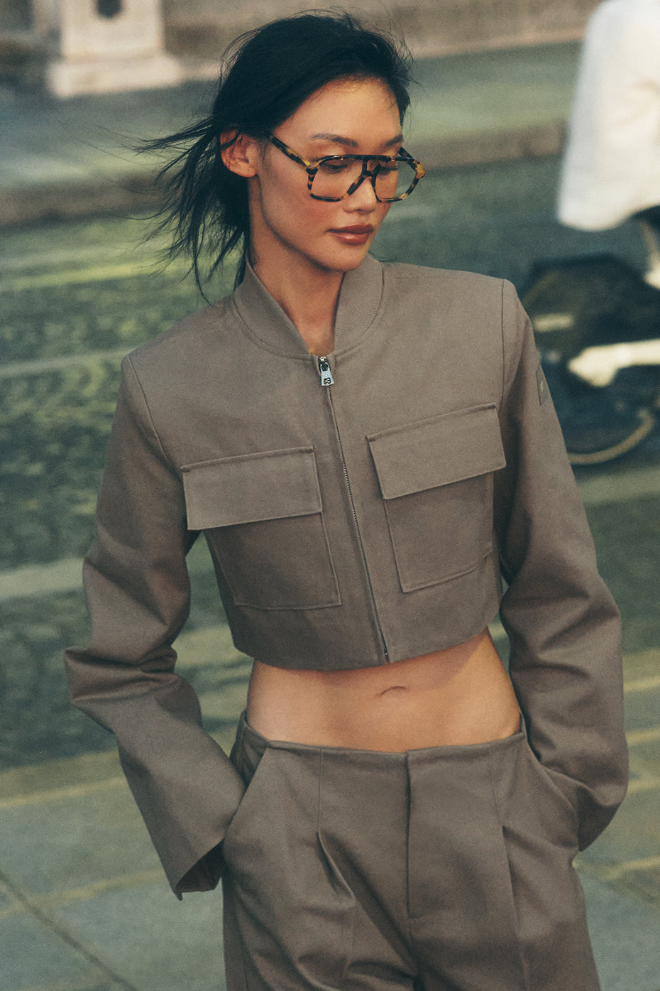 Cropped Main Character Jacket - Light Cocoa