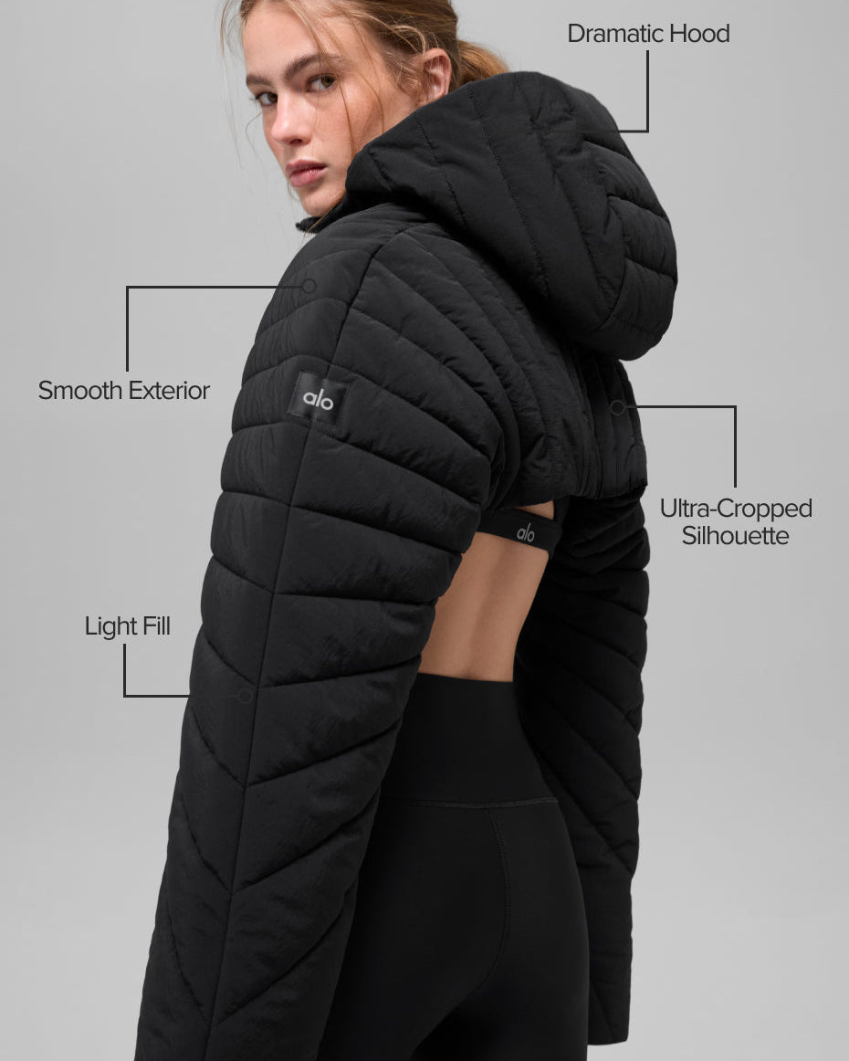 Quilted Starlight Puffer Shrug - Black