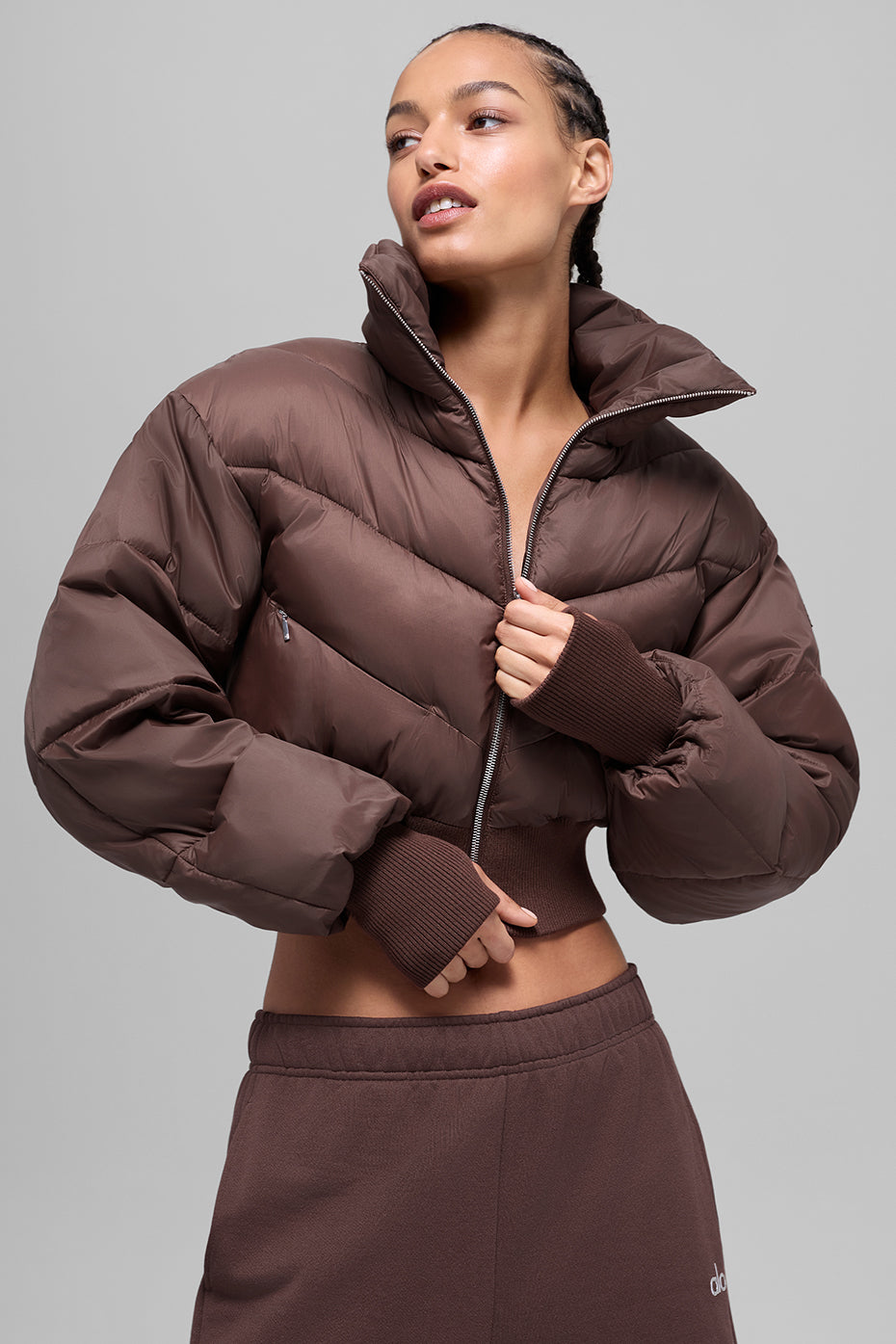 Cropped Atmosphere Puffer - Brownstone