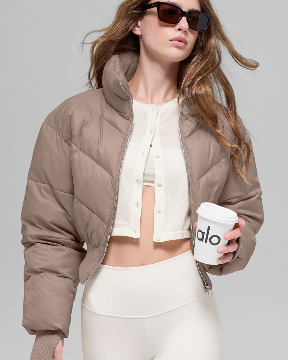 Cropped Atmosphere Puffer - Chai Latte