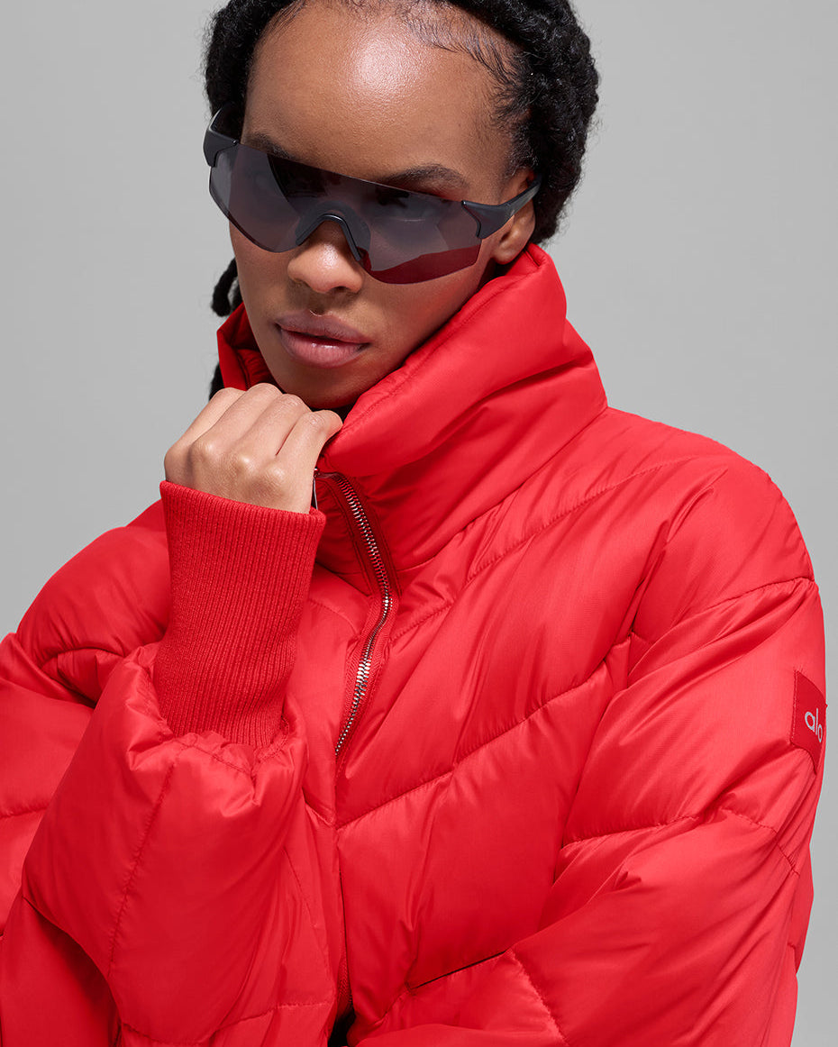Cropped Atmosphere Puffer - Bright Red