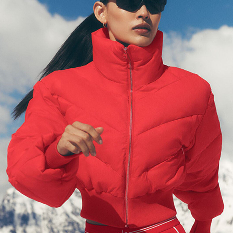 Cropped Atmosphere Puffer - Bright Red