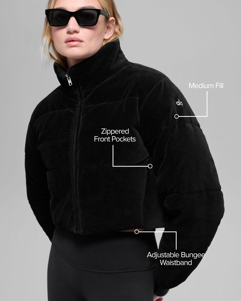 Micro Corduroy Dreamy Puffer - Black