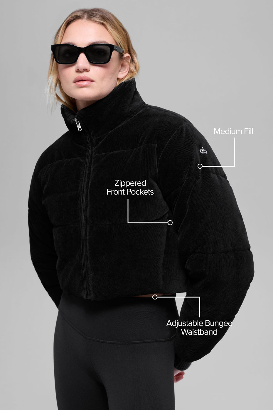 Micro Corduroy Dreamy Puffer - Black