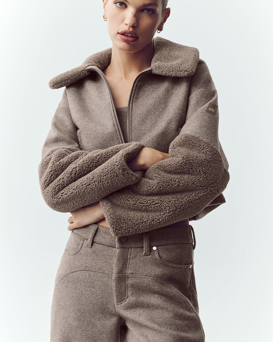 Wool Blend Nightfall Bomber - Alpine Cocoa Heather