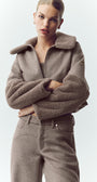 Wool Blend Nightfall Bomber - Alpine Cocoa Heather