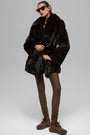 Faux Fur Starstruck Coat - Midnight Brown/Black