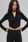 Seamless Two Tone Rib Jacket - Black