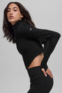 Seamless Two Tone Rib Jacket - Black