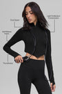 Seamless Two Tone Rib Jacket - Black
