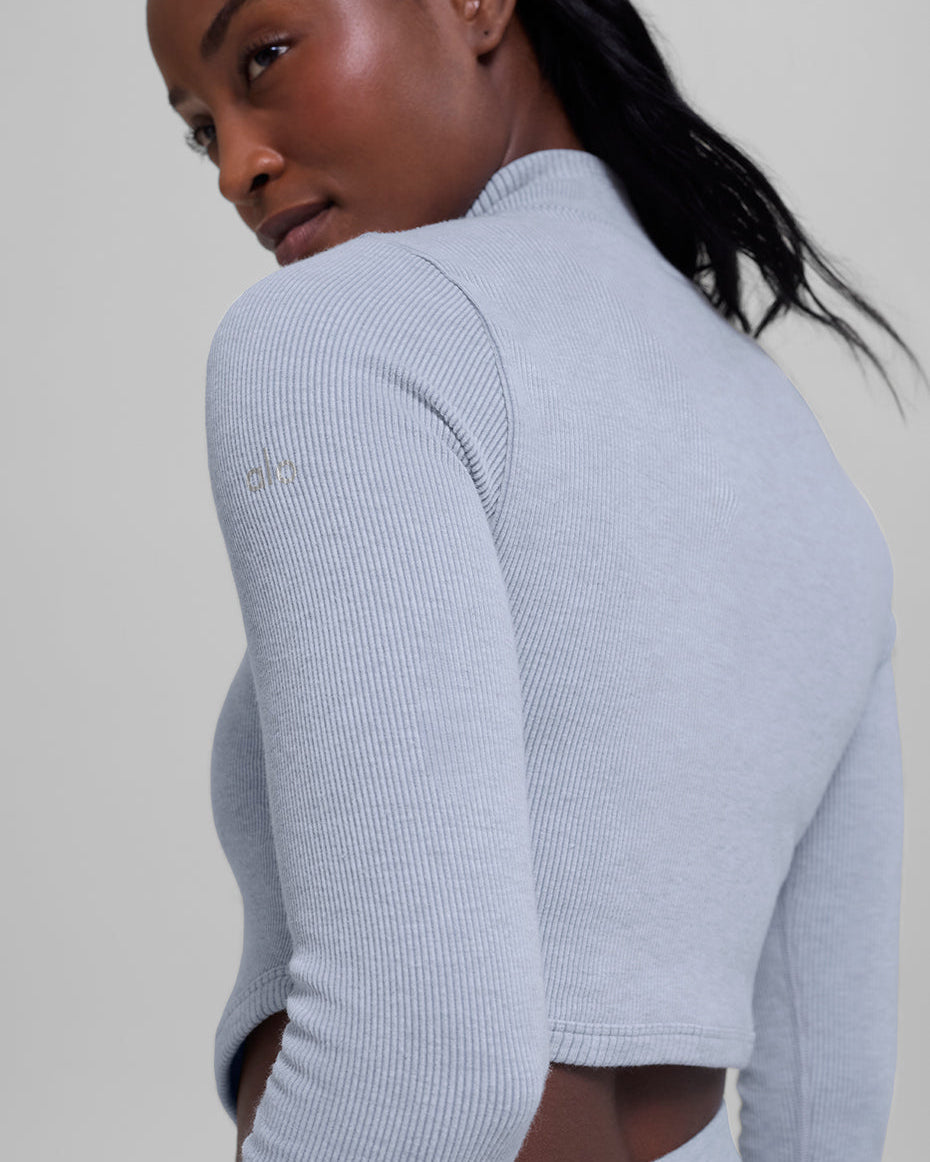 Seamless Two Tone Rib Jacket - Winter Frost Heather