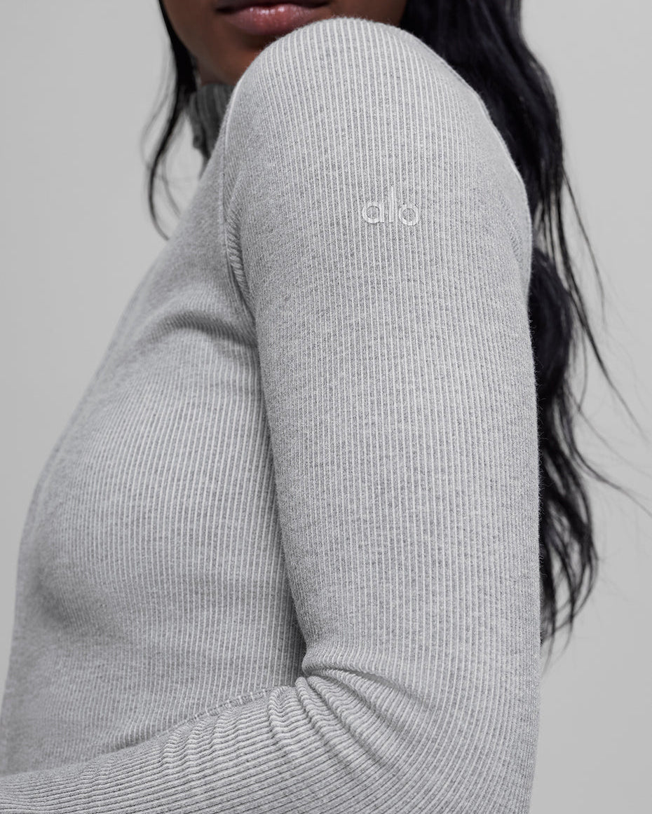 Seamless Two Tone Rib Jacket - Light Misty Grey Heather